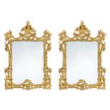 A pair of painted and gilded wall mirrors, 20th century,