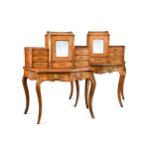 A near pair of burr walnut Bonheur Du Jour, circa 1860,