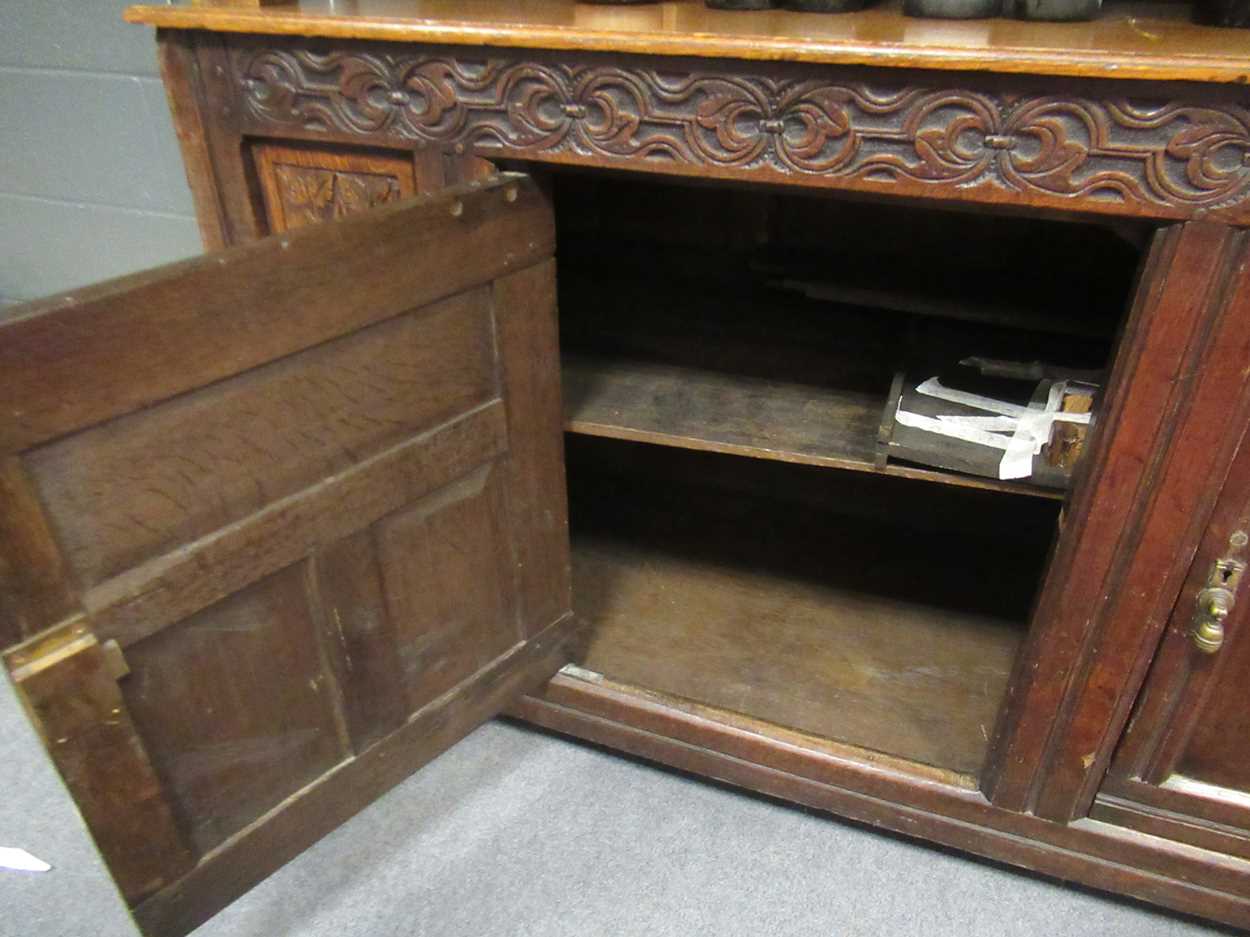 An oak court cupboard, 17th century and later, - Image 8 of 16