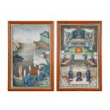 A collection of six Chinese export pith paintings, circa 1850,