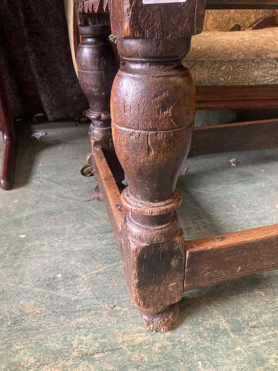 An oak refectory table, 17th century and later, - Image 4 of 4