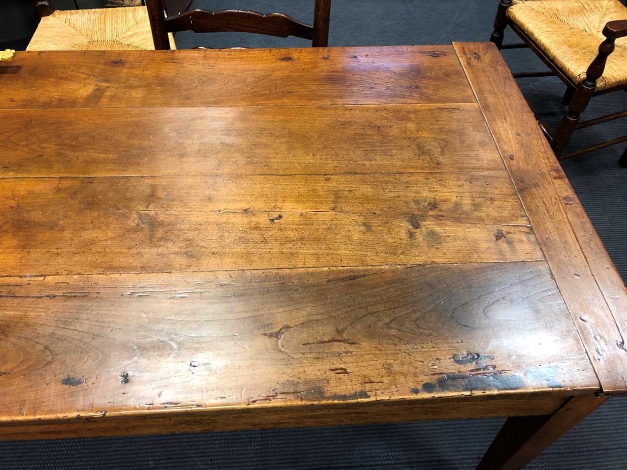 A fruitwood farm house table, early 19th century, - Image 6 of 8