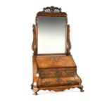 A Dutch style walnut dressing table mirror, early 20th century,