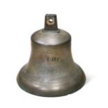 A bronze ship's bell marked 'Sze Chuen 1862',