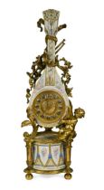 A French porcelain and ormolu mantel clock, 19th century,