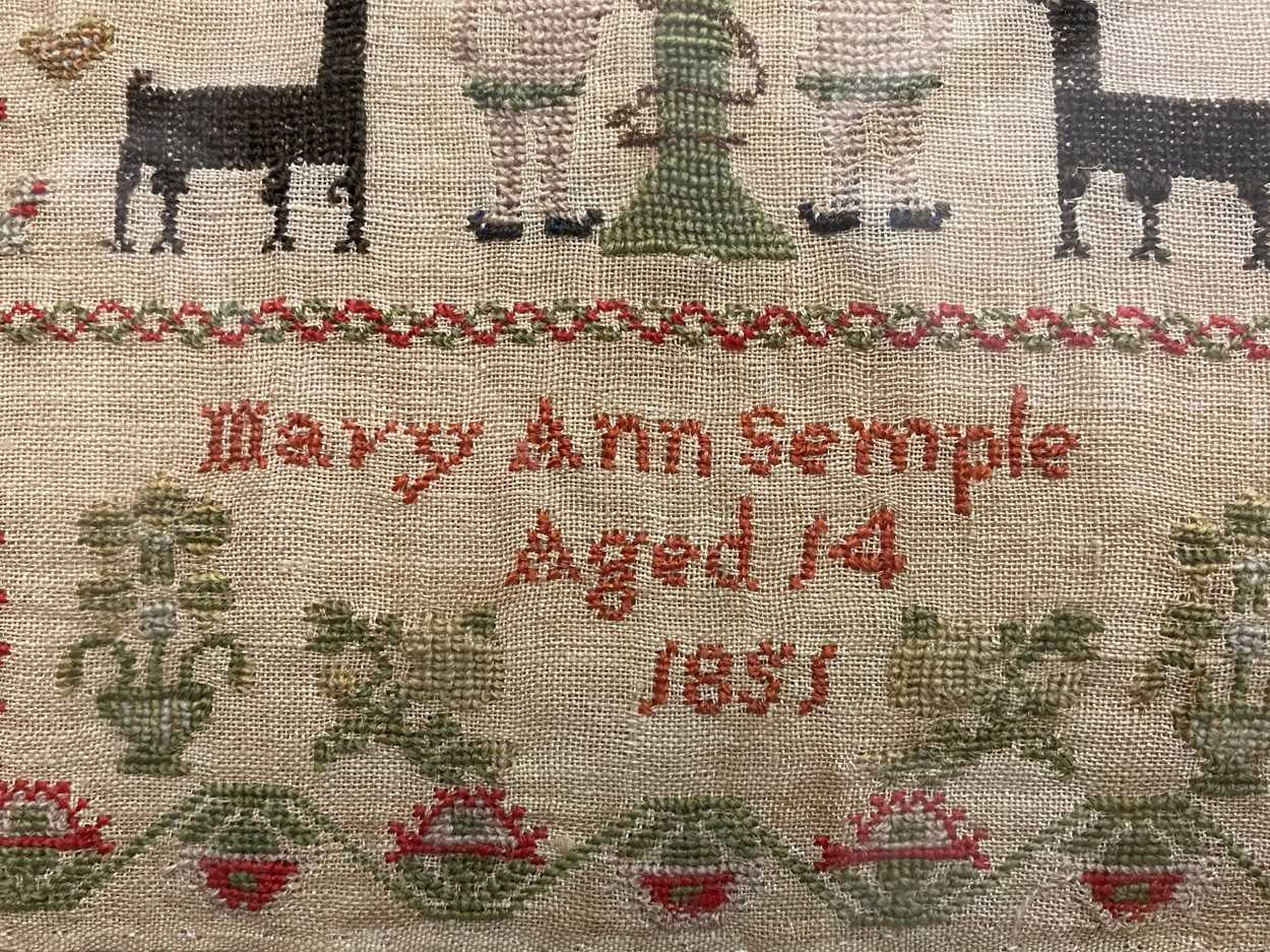 Mary Ann Semple, an embroidered sampler, 1851, - Image 2 of 8