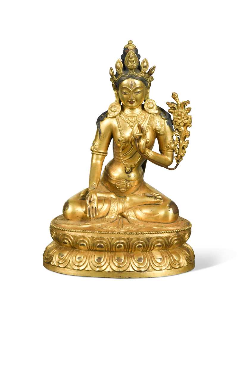 A Chinese gilt bronze figure of the seated Maitreya,