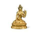 A Chinese gilt bronze figure of the seated Maitreya,