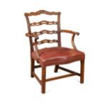 An early George III mahogany open armchair,