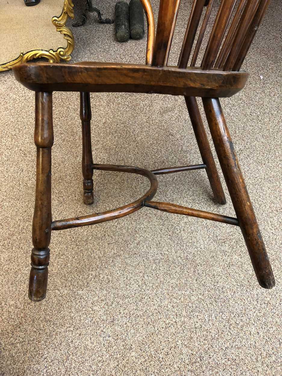 A yew and elm stick back arm chair, early 19th century, - Image 5 of 9