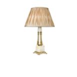 A brass-mounted neoclassical white onyx table lamp,