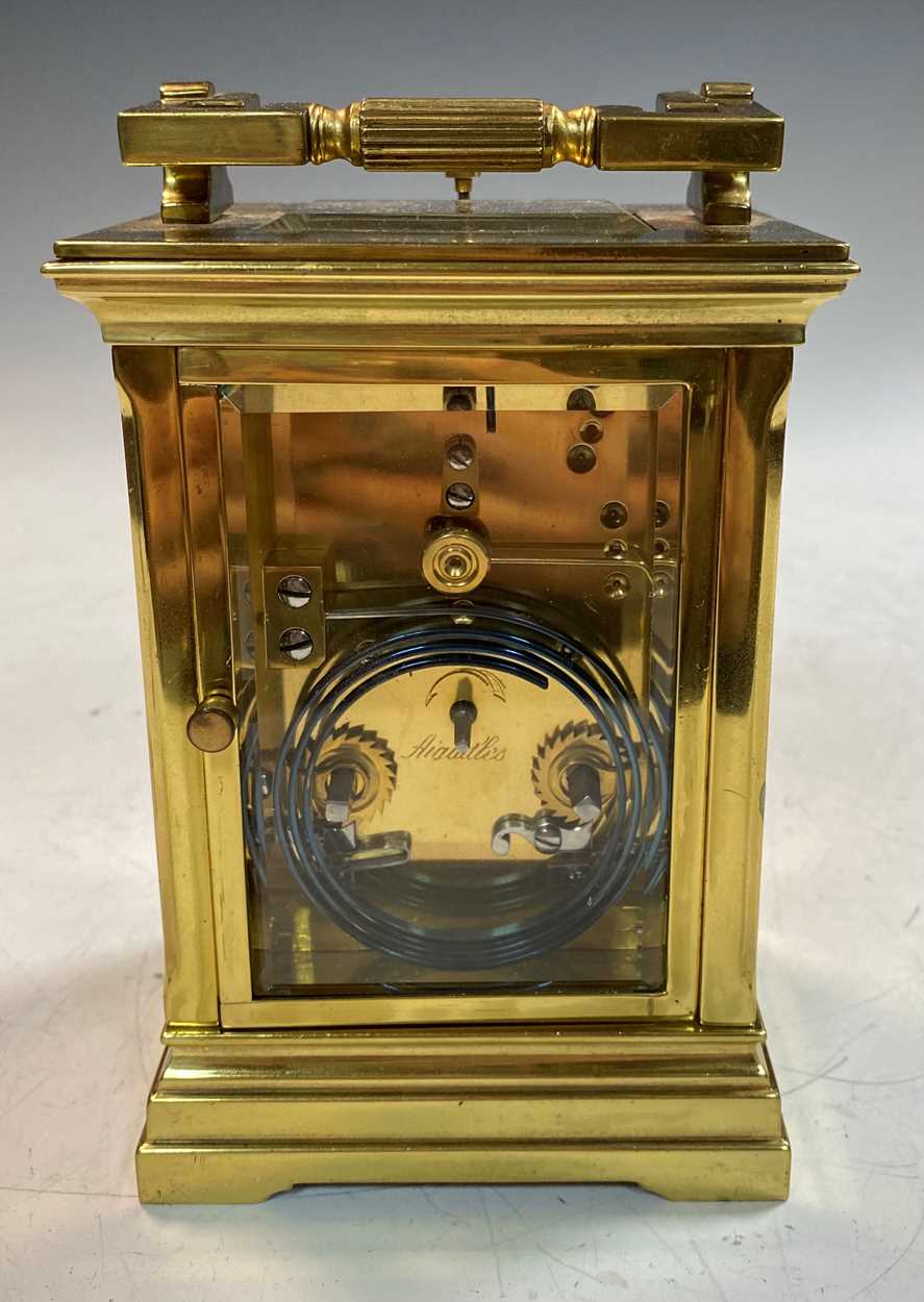 A French lacquered brass repeating carriage clock, early 20th century, - Image 7 of 10