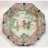 A Japanese famille rose octagonal plate, circa 1890,