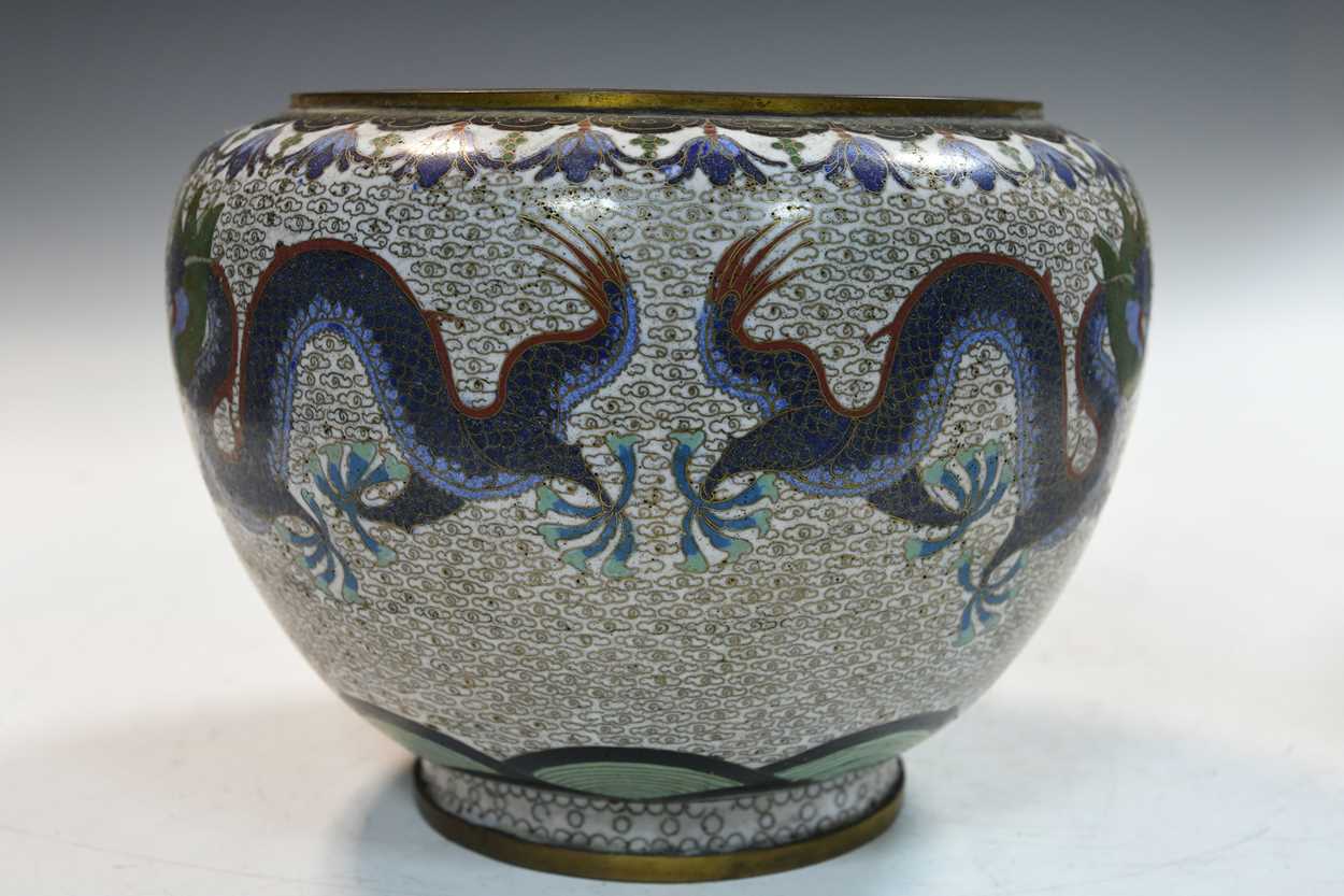 A pair of Chinese cloisonné dragon vases, Republic period, - Image 3 of 12