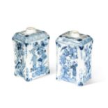 A pair of Dutch Delft tea cannisters, 19th century,