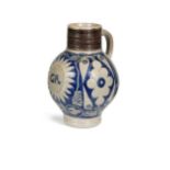 A German Westerwald stoneware jug, 18th century,