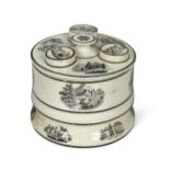 An unusual creamware revolving ink stand, circa 1810,