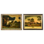 A collection of four sporting reverse glass prints, late 18th and early 19th century,
