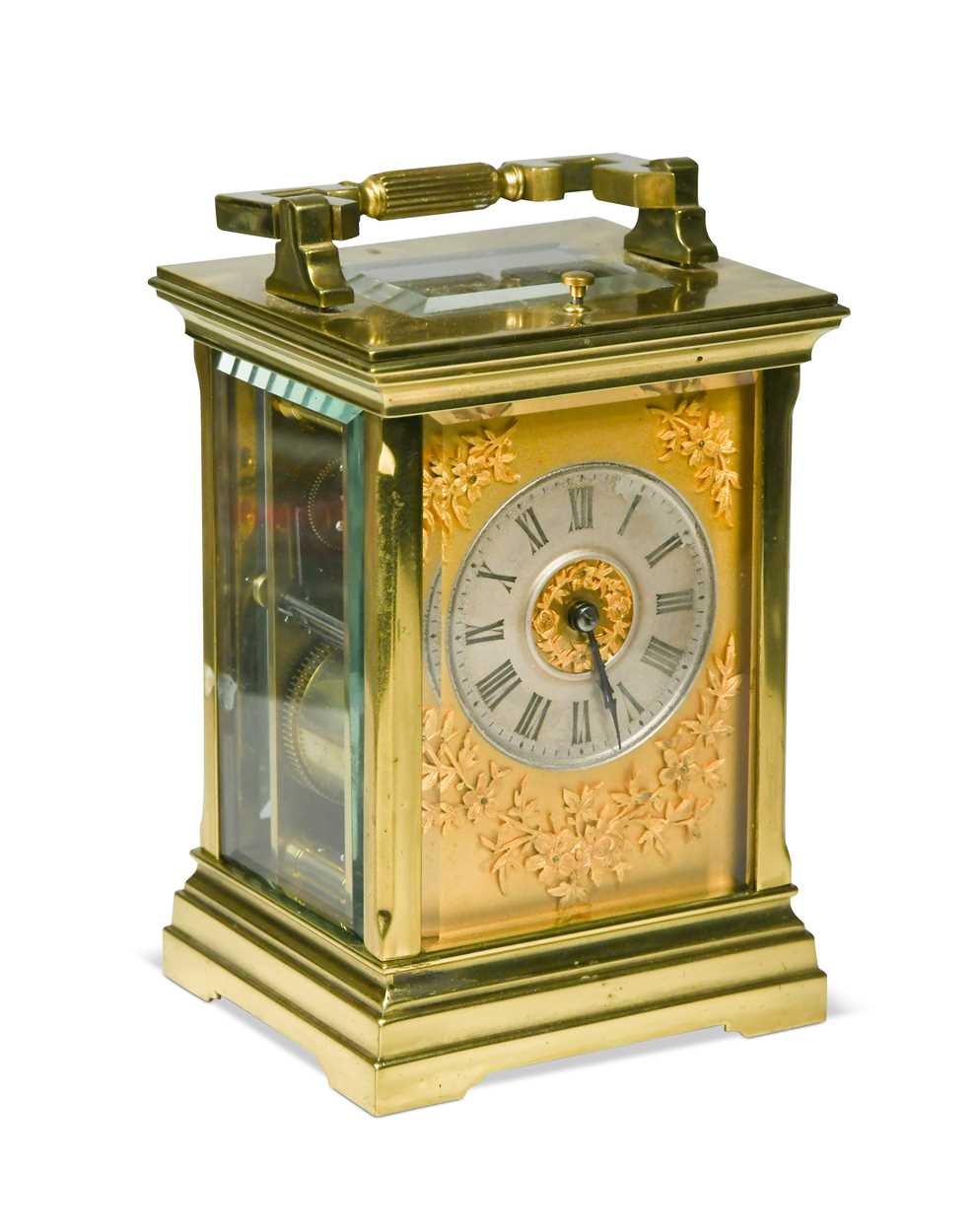 A French lacquered brass repeating carriage clock, early 20th century,