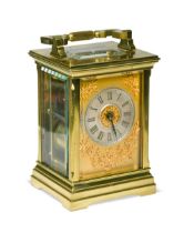 A French lacquered brass repeating carriage clock, early 20th century,