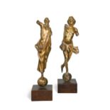 A pair of carved giltwood figures, possibly Dutch, 18th century,