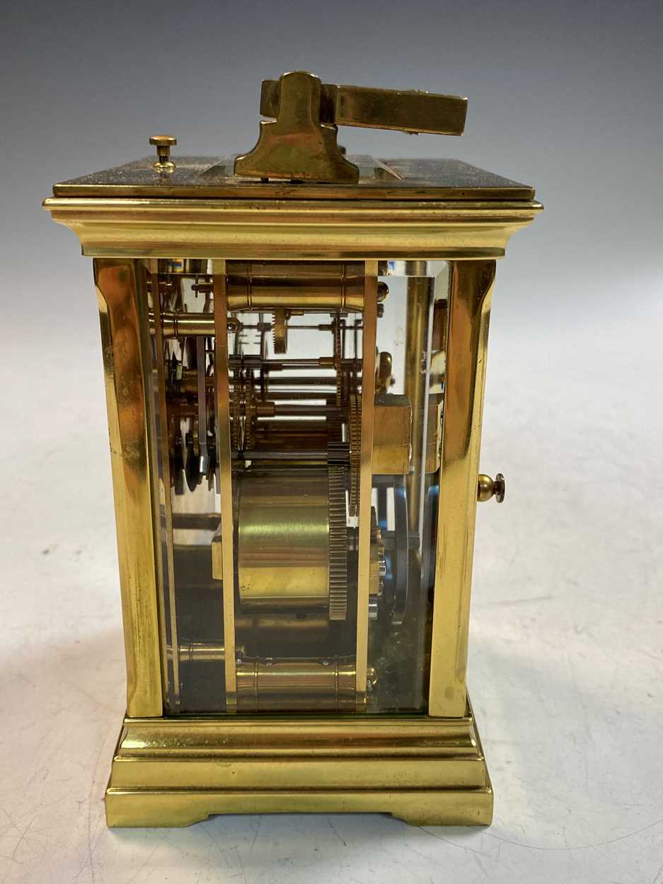 A French lacquered brass repeating carriage clock, early 20th century, - Image 6 of 10