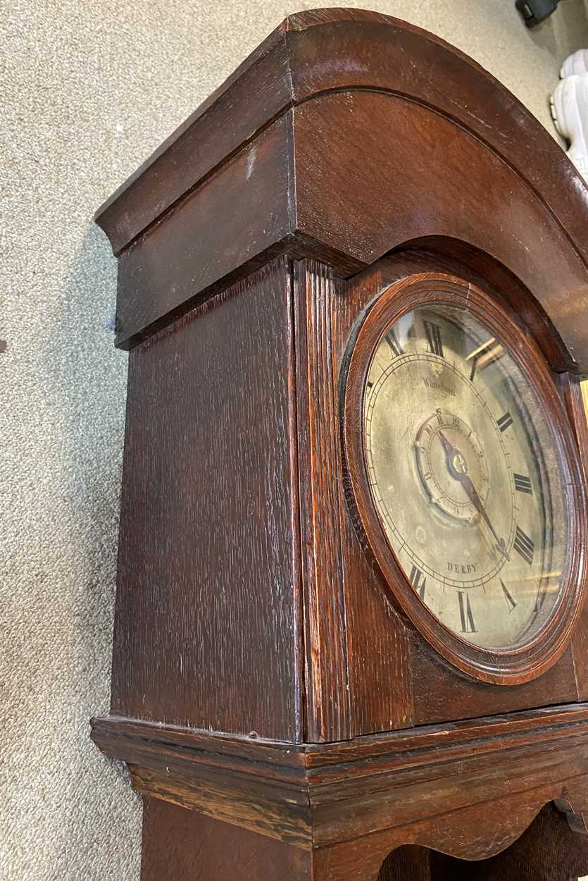 An oak cased hooded pantry clock with alarm by Whitehurst, Derby, mid 19th century, - Image 8 of 14