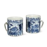 Two Chinese blue and white porcelain mugs, Qing Dynasty, 19th century,