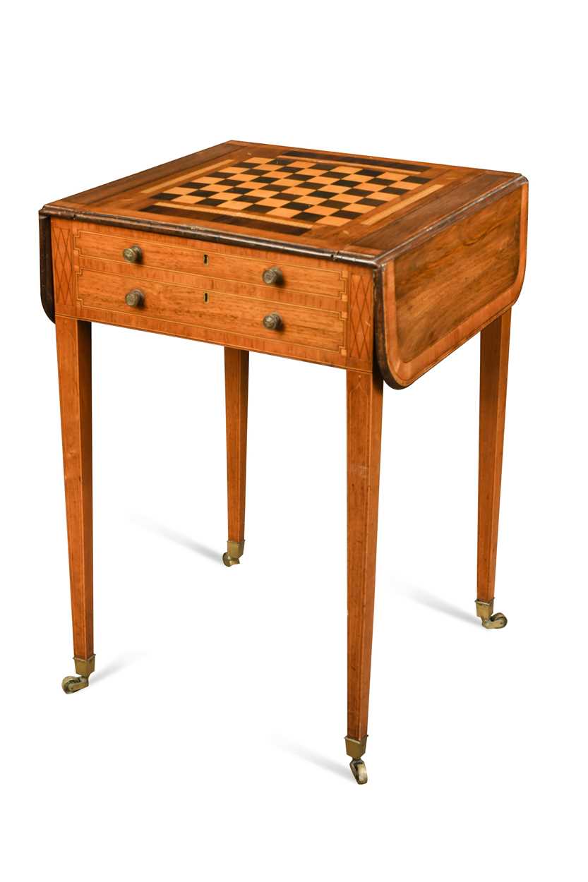 A marquetry games table, 19th century,