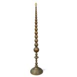 A brass standard lamp, 20th century,