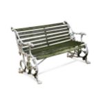 A Coalbrookdale style 'Serpent and Grapes' pattern garden bench, late 19th century,