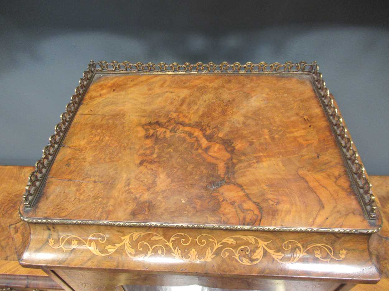 A near pair of burr walnut Bonheur Du Jour, circa 1860, - Image 3 of 14