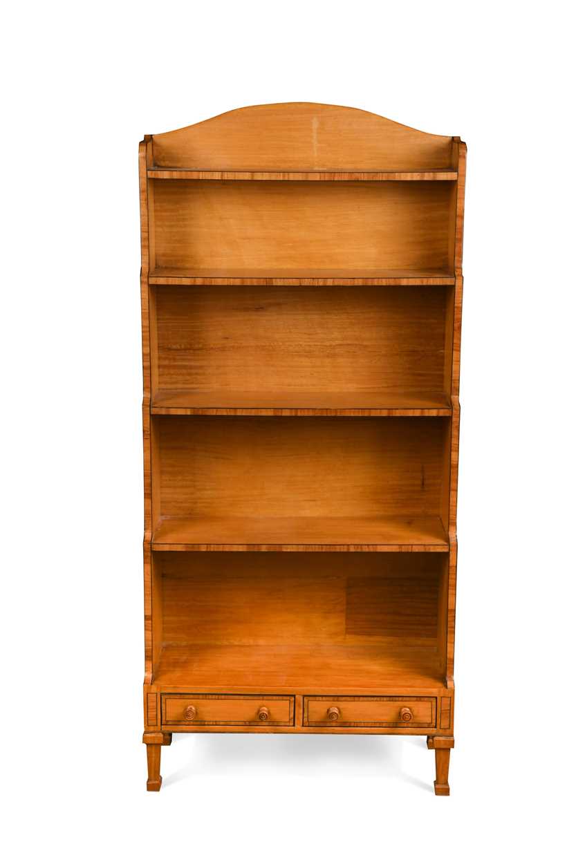 A satinwood waterfall bookcase, 20th century,