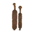 Two hardwood Tuareg Amazigh tent pegs, North Africa,