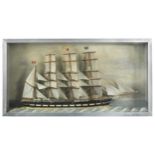 A painted wood model of a four-masted Barque, 20th century,