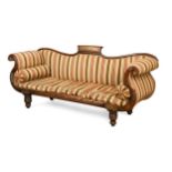 A Regency faux-rosewood and brass inlaid double ended sofa,
