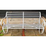 A painted iron garden bench, 20th century,