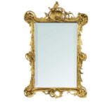 A Rococo style gilt and gesso wall mirror, 19th century,