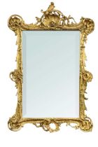 A Rococo style gilt and gesso wall mirror, 19th century,