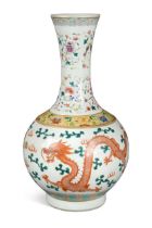 A Chinese porcelain dragon bottle vase, Republic Period,