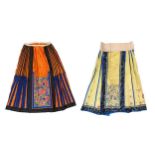 Two Chinese silk embroidered skirts, early to mid-20th century,