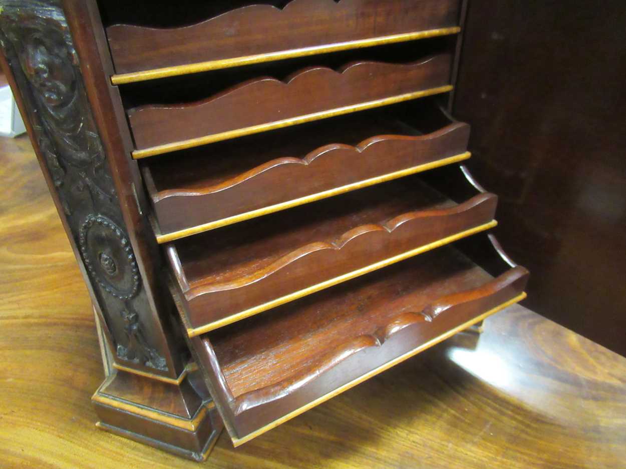 A miniature Victorian mahogany and boxwood inlaid collector's cabinet, - Image 12 of 13