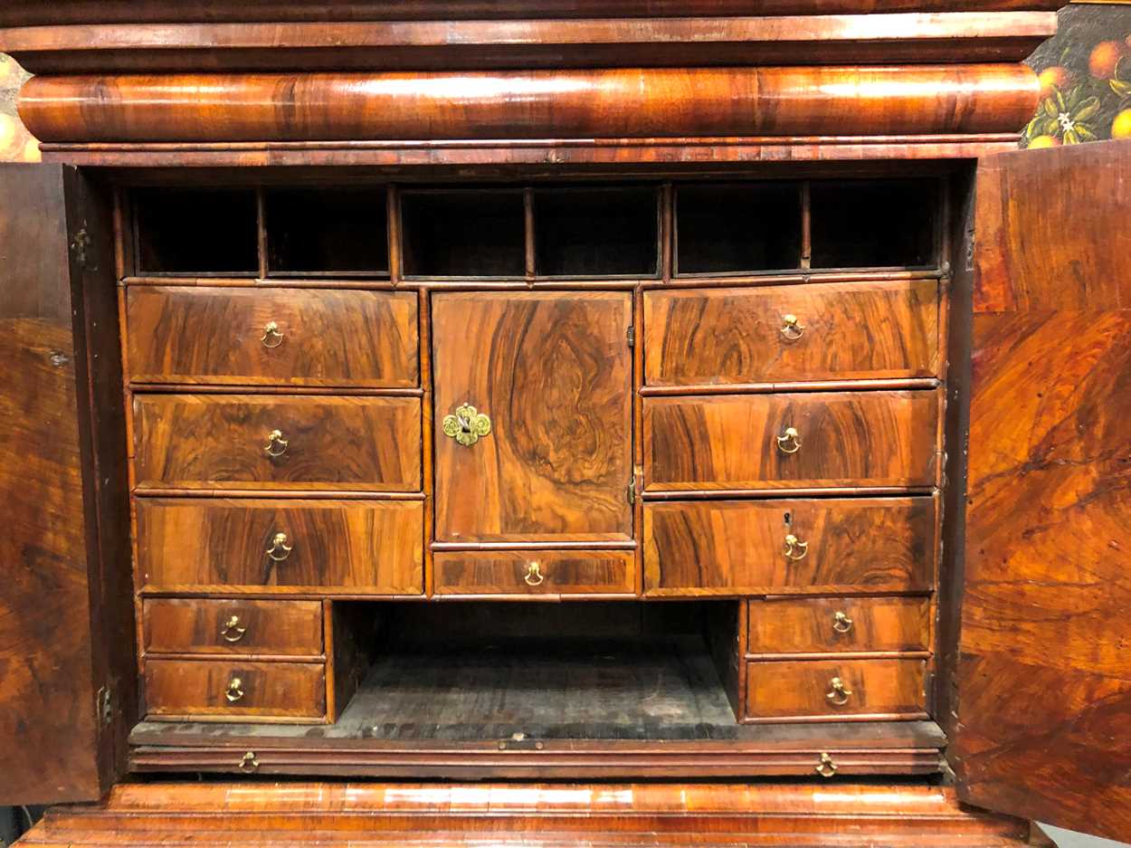 A George I walnut cabinet on chest, - Image 13 of 16