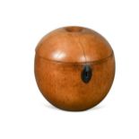 A fruitwood apple-shaped tea caddy, early 19th century,
