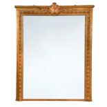 A French rectangular giltwood overmantel mirror, 19th century,