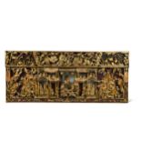 A Chinese large carved and giltwood temple display panel, late Qing Dynasty,
