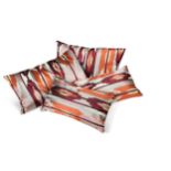 Four handmade Zoffany silk on cotton ikat fabric scatter cushions,
