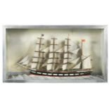 A painted wood model of a four-masted Barque, 20th century,