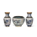 A pair of Chinese cloisonné dragon vases, Republic period,