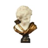 After Agathon Leonard (1841-1923), a marble and bronze bust of Cupid,